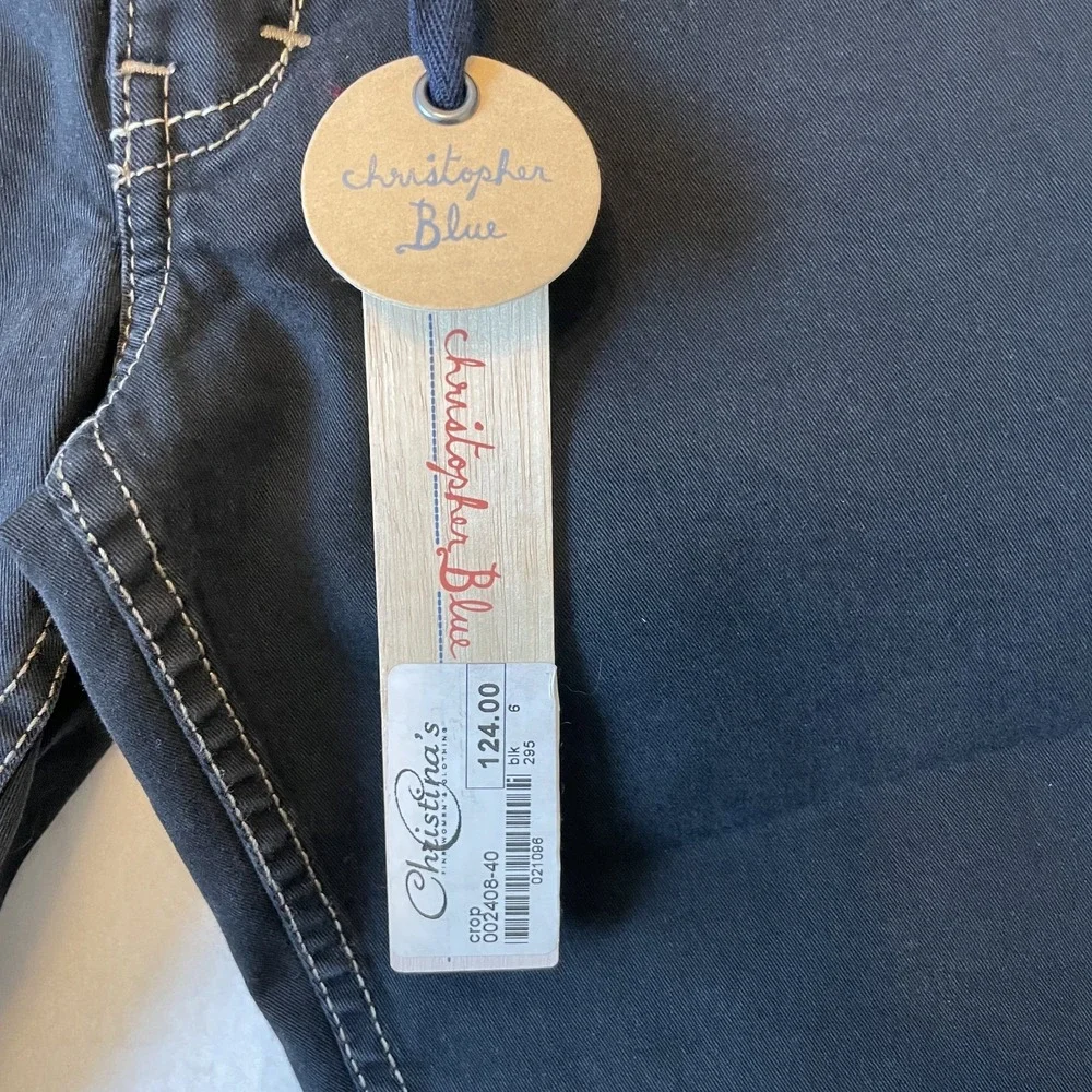 Christopher Blue‎ Womens Cropped Stretch Pocket Black Capri Jeans, 6